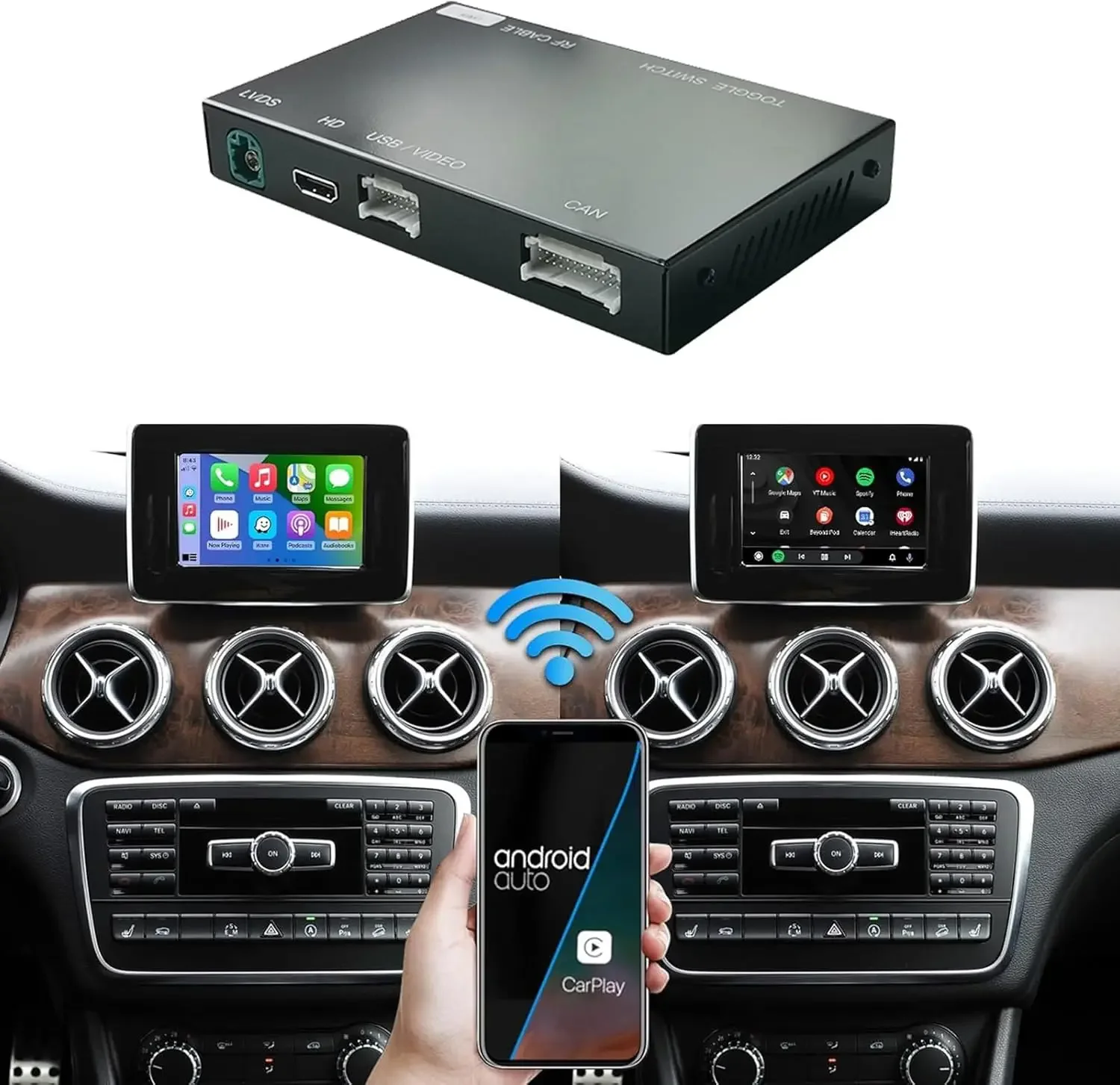 

Wireless Carplay Android Auto for Mercedes Benz C/E/CLA/GLA/GLK/CLS/ML/GL/GLK/SLK Class 2012-2015 Year with ntg4.5 ntg4