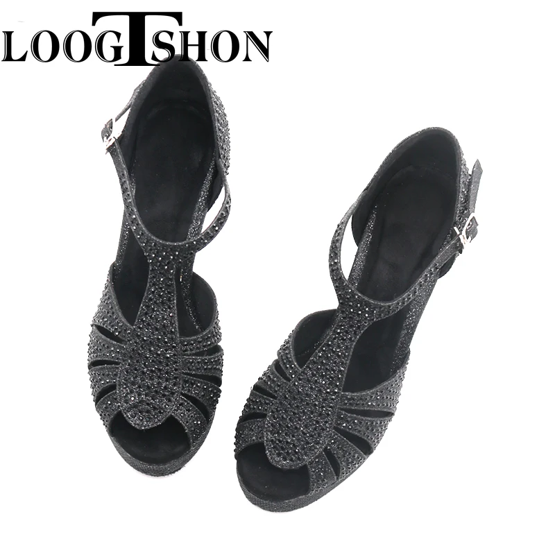 LOOGTSHON Wedding Shoes For Women Salsa Dance Shoes Woman Sandals With Platform Silver Dance Shoes Rhinestone