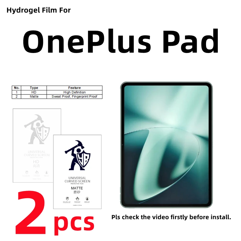 

2pcs Matte Hydrogel Film For Oneplus Pad HD Screen Protector For Oneplus Pad Clear/Frosted Protective Film