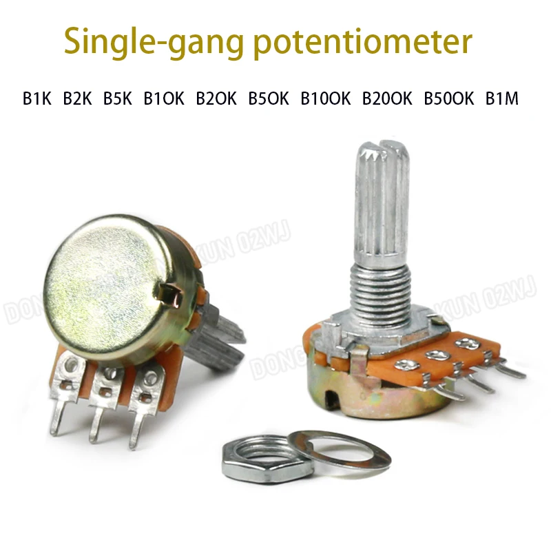 

2/10 PCS WH148 Single Potentiometer B100K Adjustable B5K Resistance B50K/B10K Potentiometer Universal Knob