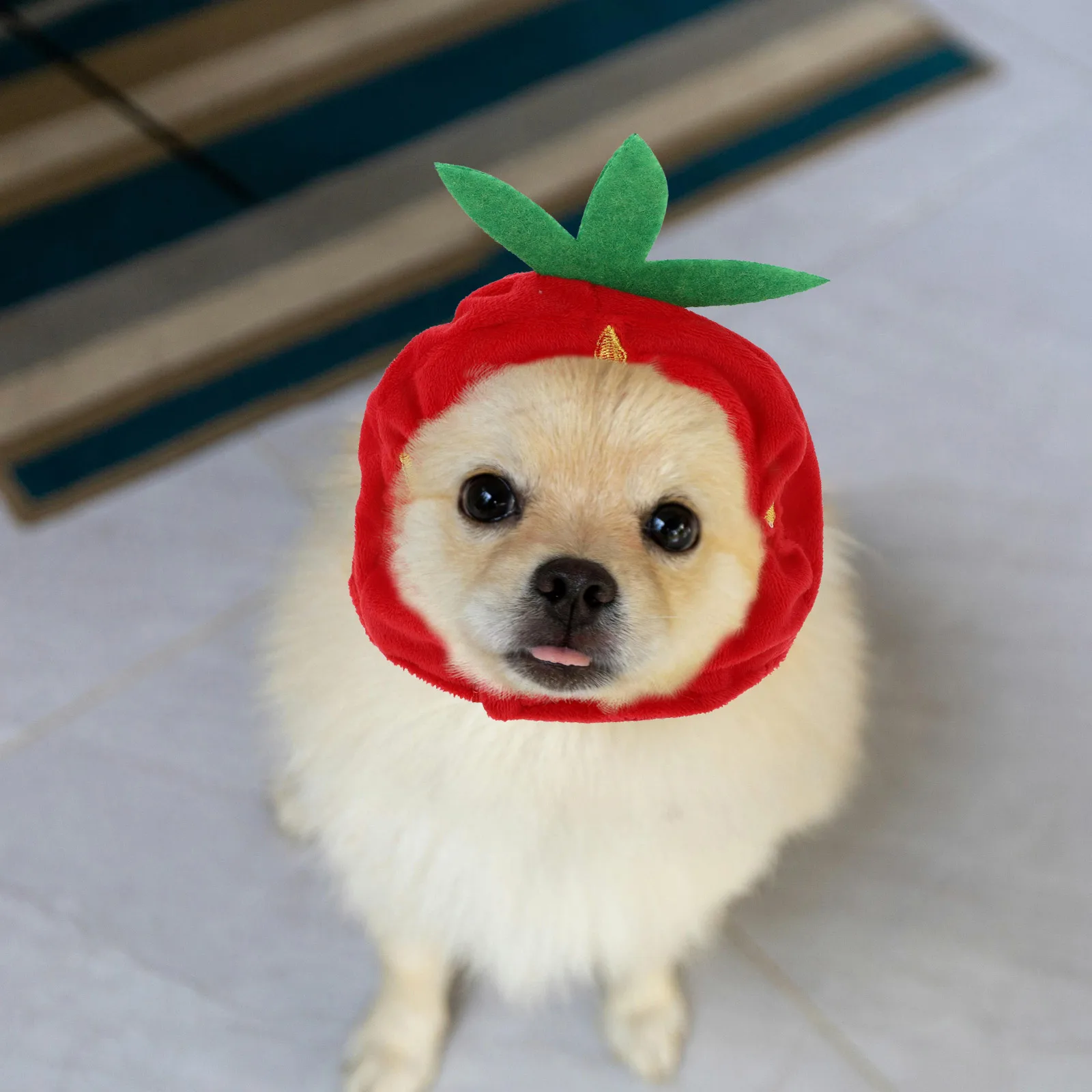 

1pc Strawberry Hat Pet Headwear Dog Cat Hats Cute Dress Accessories Fashionable Comfortable Wear Bright Colors Sweet Style