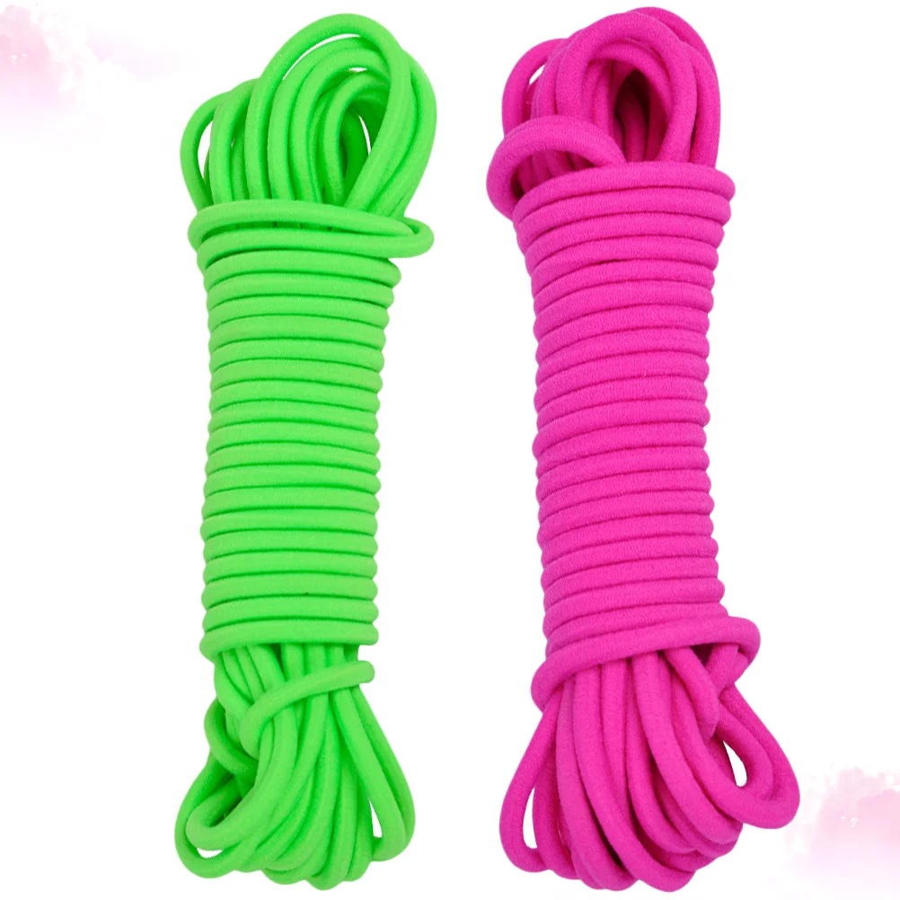 2pcs Kids Skipping Rope Toys Students Jump Elastic Band Toys Outdoor Rubber Band Skipping for School (5 Meters, Green +