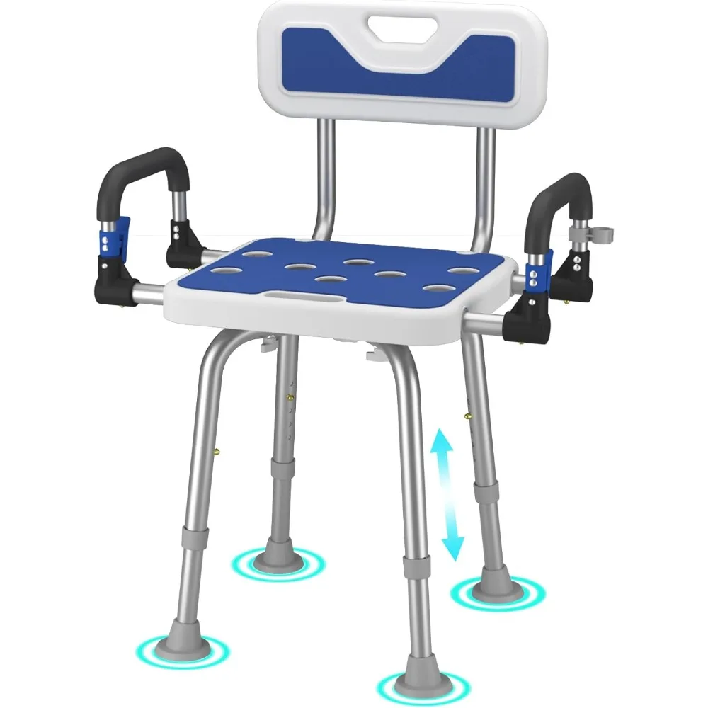 

Shower Chair for Seniors Elderly Handicap Disabled Heavy Duty 500 Lbs Adjustable Stool with Arms and Back Bench Seat