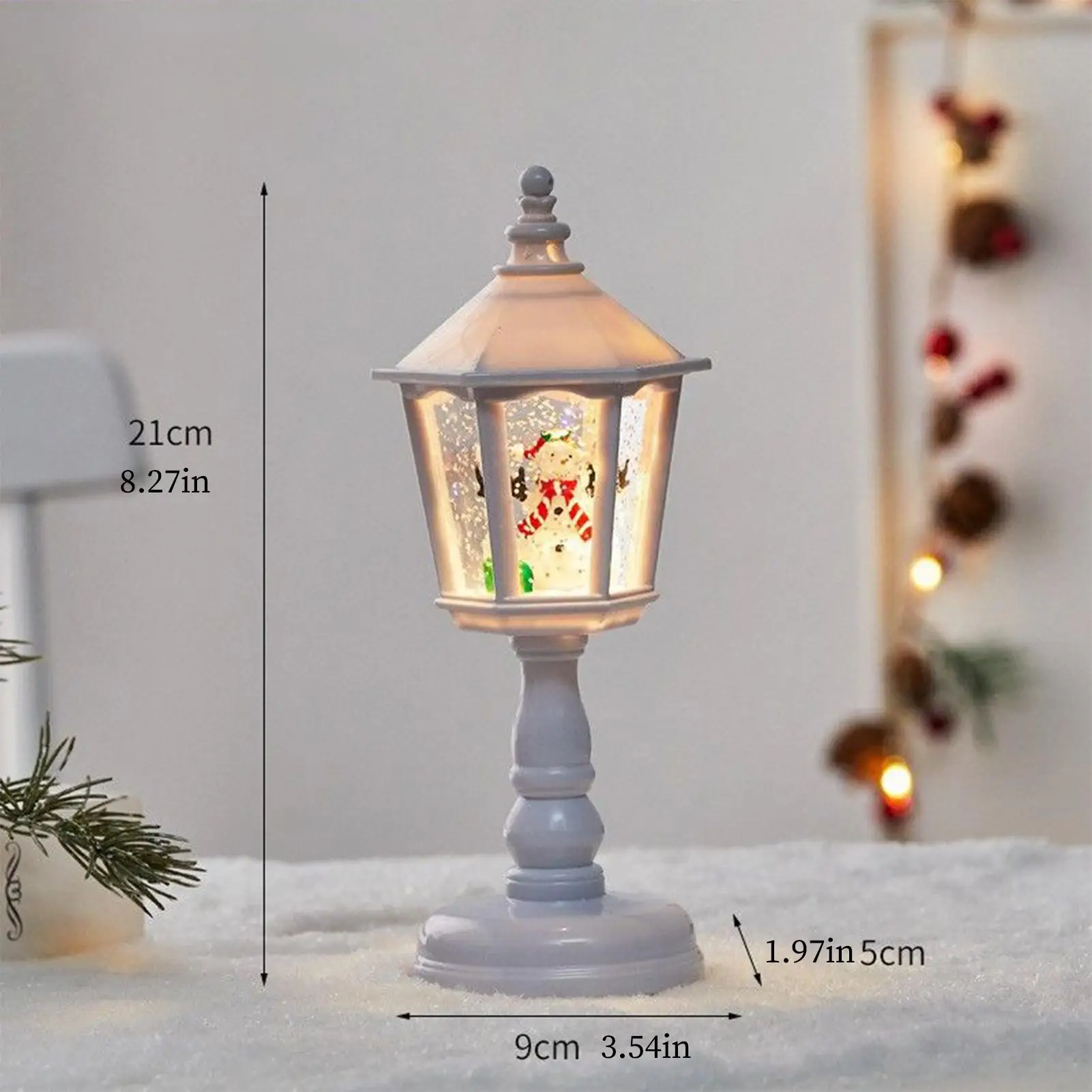 Снежный шар для рождественской сцены, реквизит с шестиугольным конусом, Рождественский светодиодный снежный шар, фонарь, блестящий декор для поддельной детской комнаты