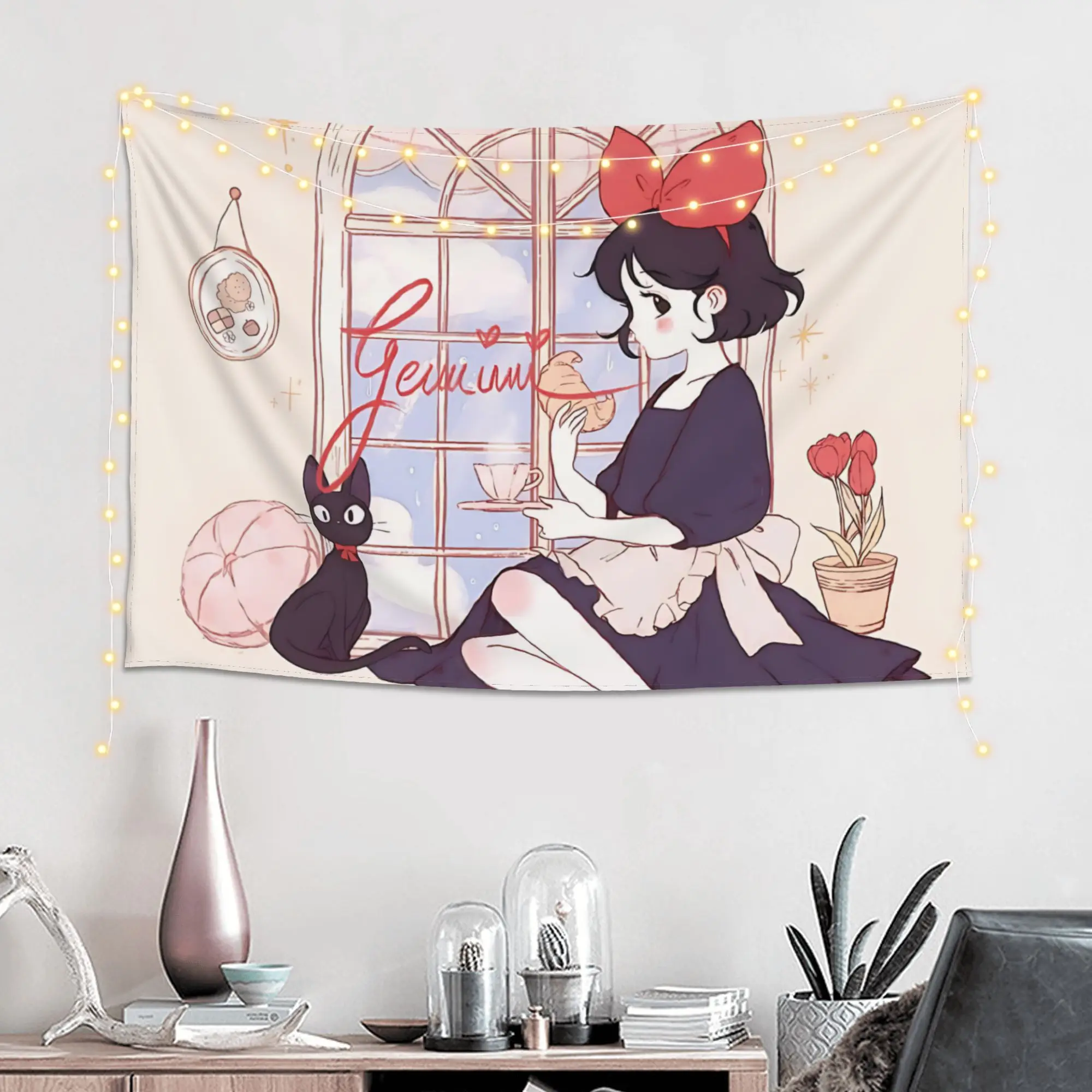 Customized Anime Kikis Delivery Services Cutecore Tapestry  Wall Hanging Blanket Tapestry Home Decor Items Wall Decorations