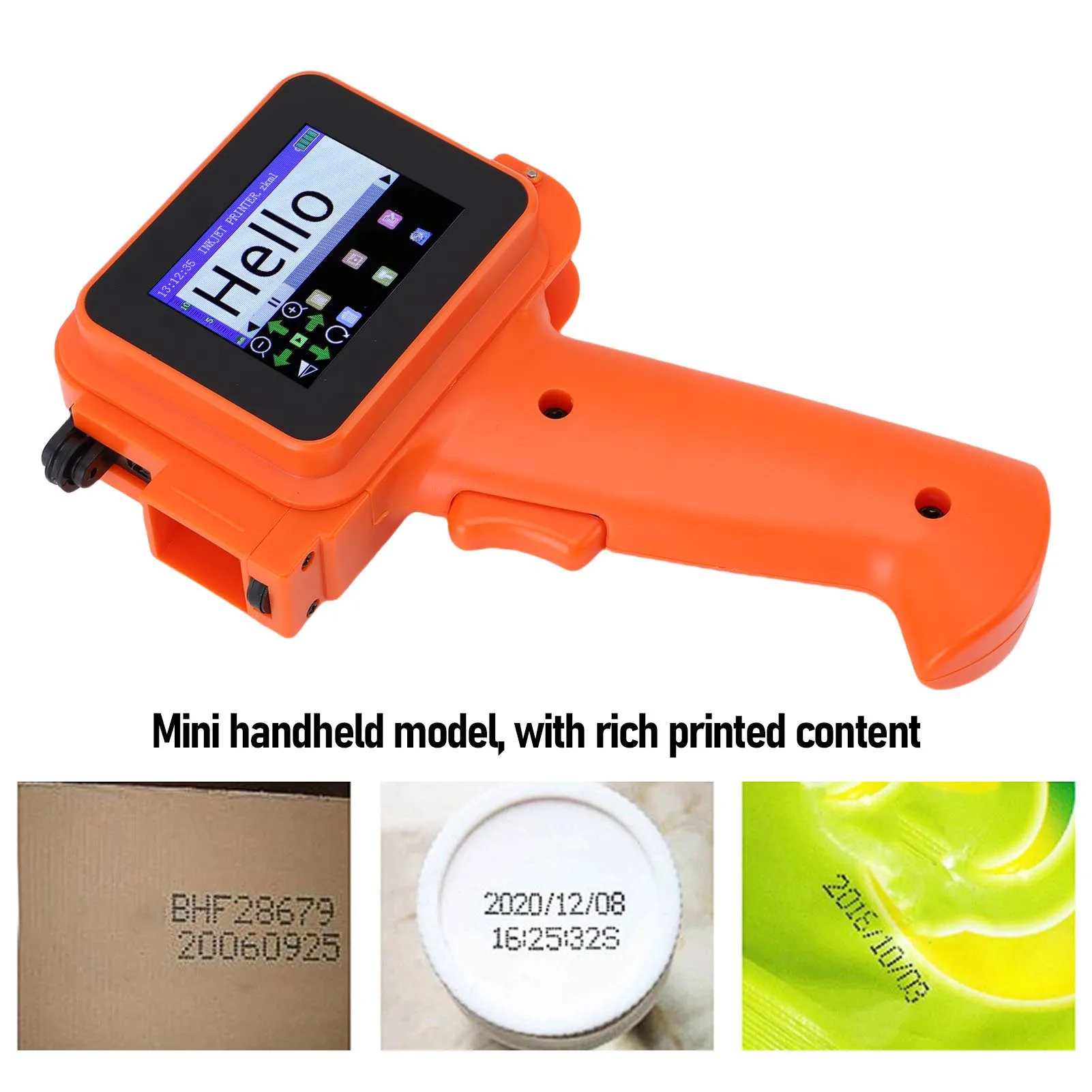 Handheld Inkjet Printer Gun Smart 2.4in Touch Screen Inkjet Printer with HD LED without Cartridge 12.7mm for QR Code Barcode
