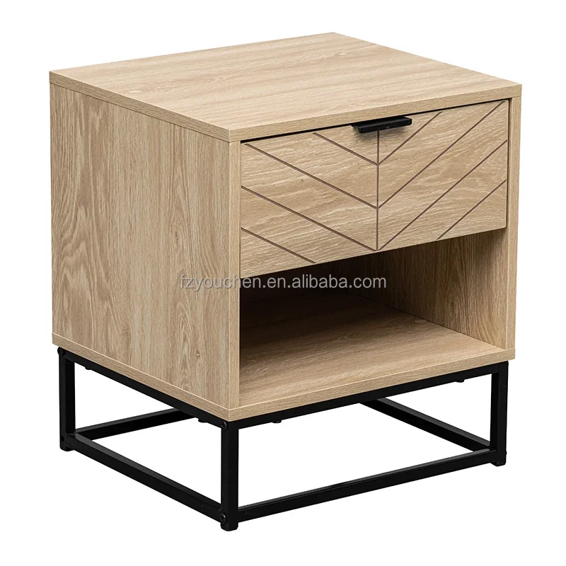 Modern White One-Drawer Bedside Table Nightstand for Bedroom or Living Room for Home or Hotel Furniture