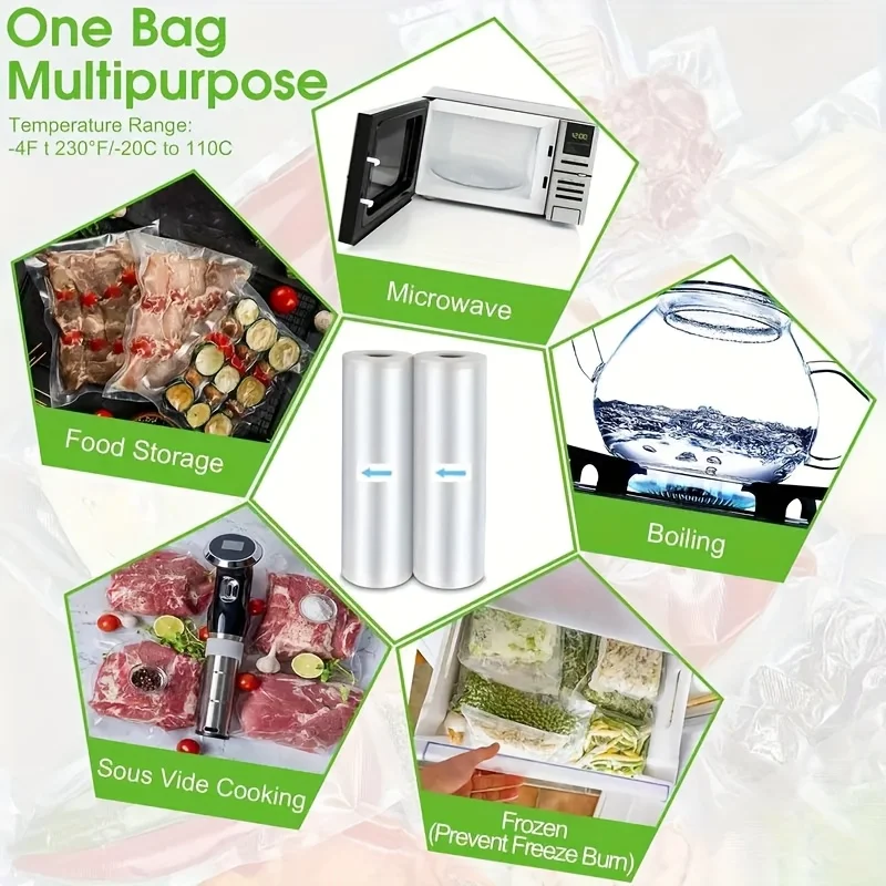 3M/Rolle Vakuumierbeutel - Langlebig, BPA-frei, reißfest, leicht zu schneiden. Ideal für Sous Vide, Mahlzeitenvorbereitung, Rindfleischlagerung & Küchenbedarf – Detail 3