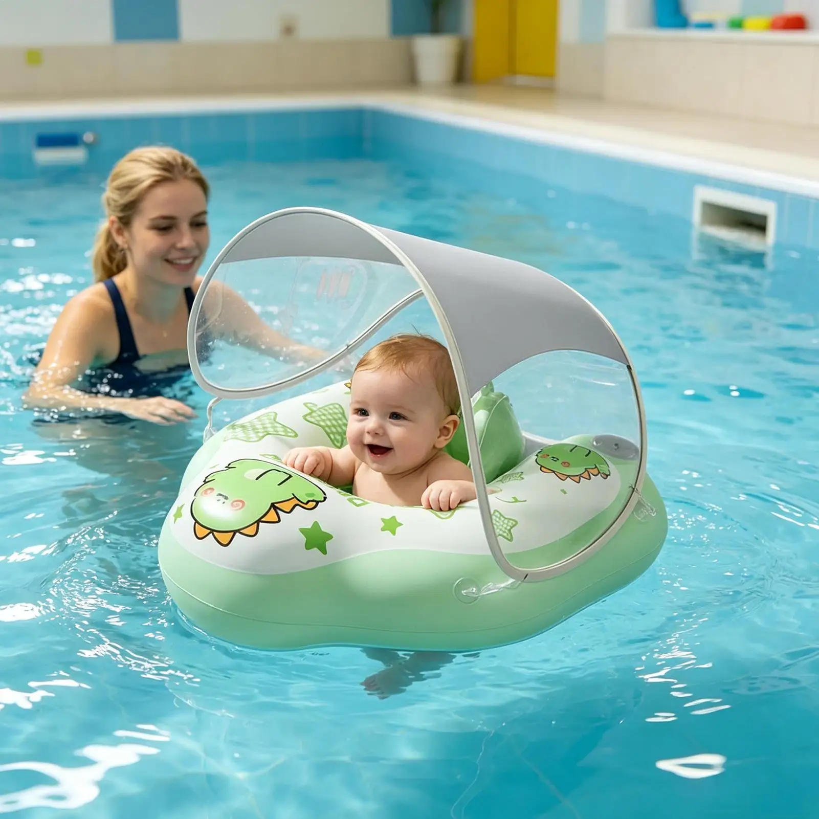Water Floats For Kids With Canopy Inflatable Floating Removable Child Swim Float Beach Seat For Beach Sea Outdoor Backyard
