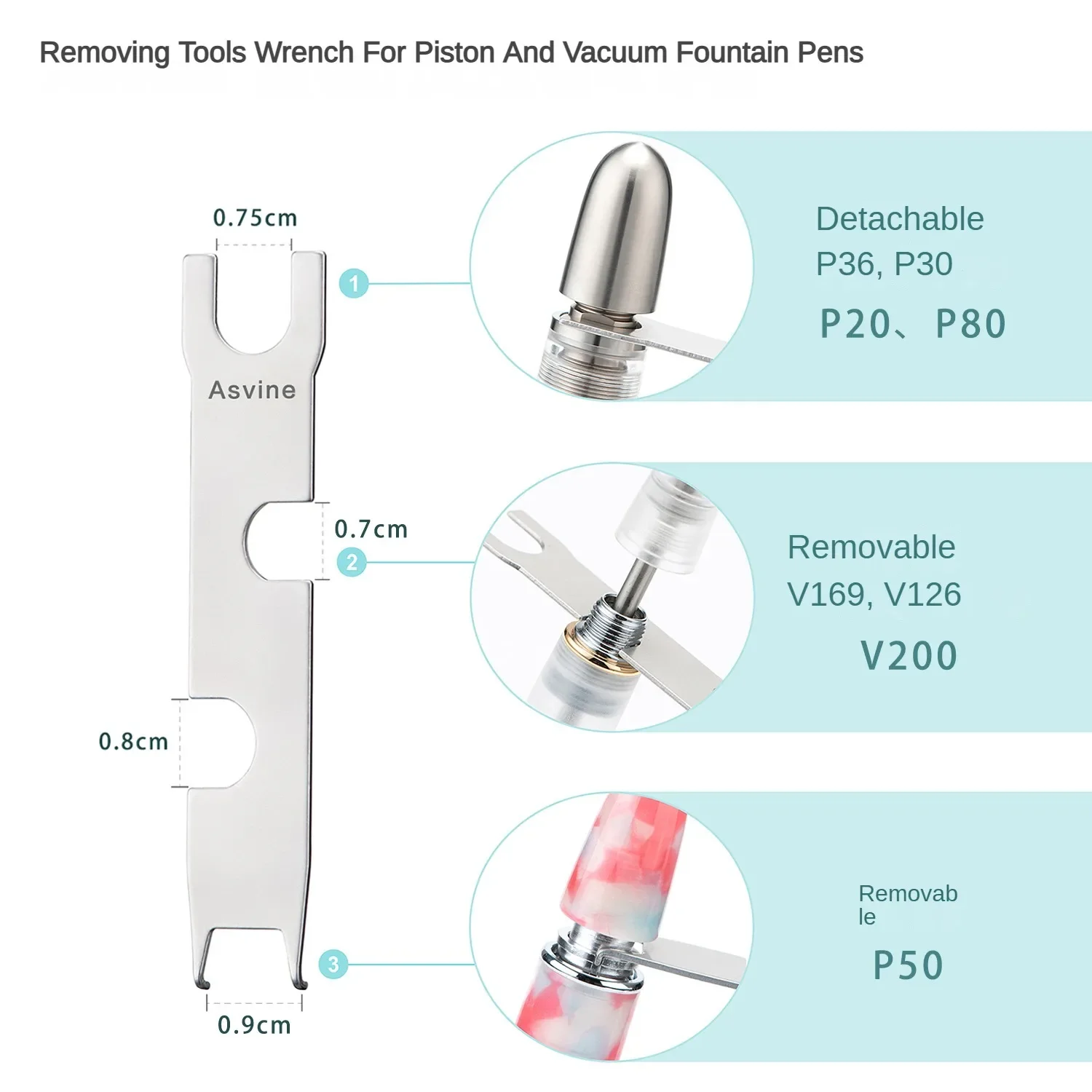 Multifunction Removing Tools Wrench for Asvine P20 P36 P30 P50 V169 Piston and Vacuum Fountain Pens School Office Stationery