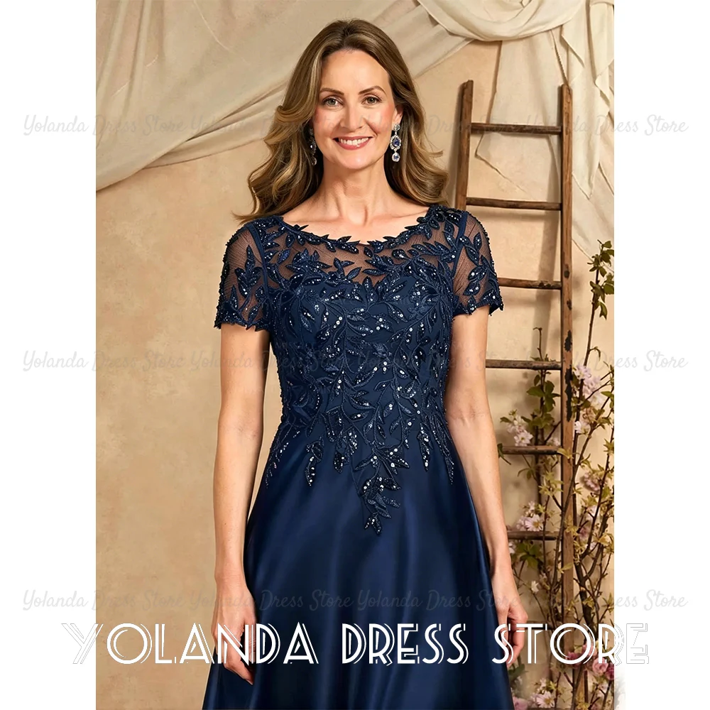 Yolanda Mother of the Bride Dresses 2026 A-Line illusion Short Sleeves Chiffon Women's Wedding Party attire vestidos de festa
