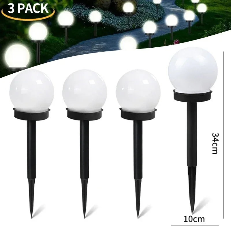 1/3/6Pack Solar Garden Round Ball Bulb Light LED Outdoor Waterproof Landscape Villa Lawn Light Ground Lamp Garden Decorative