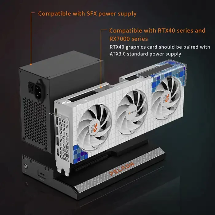 

PELADN Link S-2 OCulink Graphics Docking Station ATX 24pin Max Support RTX4090 RX7900XTX Game PCIex16 Expansion Interface HUB
