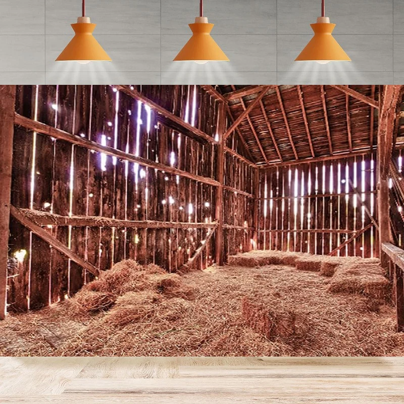 

Западный фон для фотосъемки сарая фермы, деревянный старый сарай, соломенные тюки, стог сена, деревенский фермерский дом, фон для вечеринки, стена