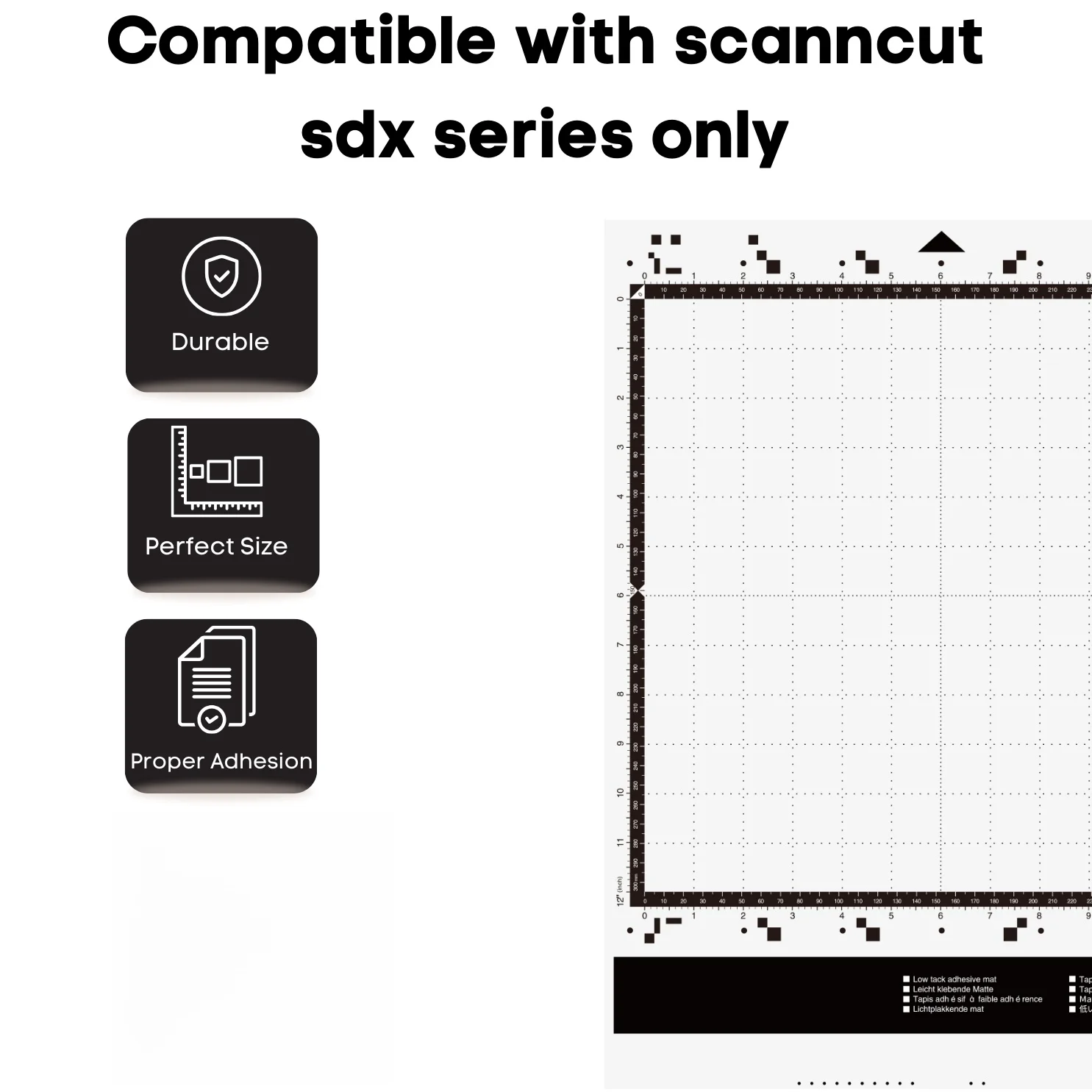 Schneidematte für Brother ScanNCut ADX-Serie, 12' x 12' Standard-Tack Low-Tack-Klebematte für Karton, Vinyl – Detail 1