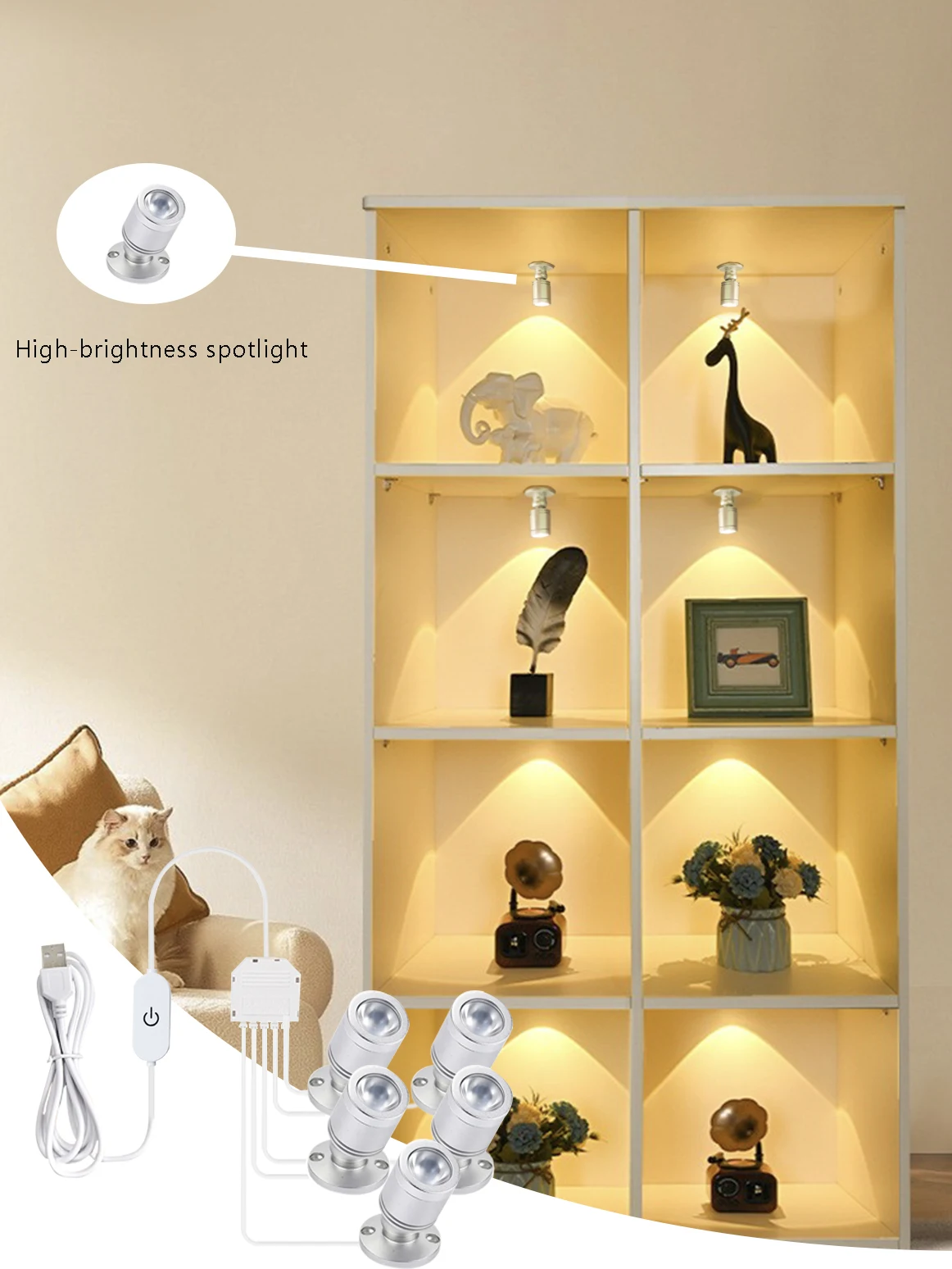 

Мини-светодиодный прожектор с питанием от USB — энергосберегающий, алюминий, подходит для освещения произведений искусства, растений, ювелирных дисплеев и кабины.