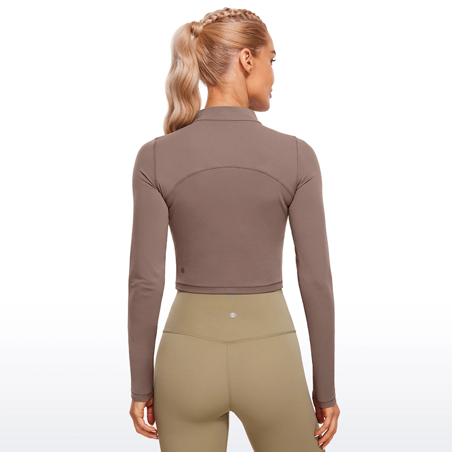 CRZ YOGA Womens Butterluxe Mock Turtleneck Long Sleeves Crop Tops Slim Fit Athletic Workout Casual Base Layer Shirts