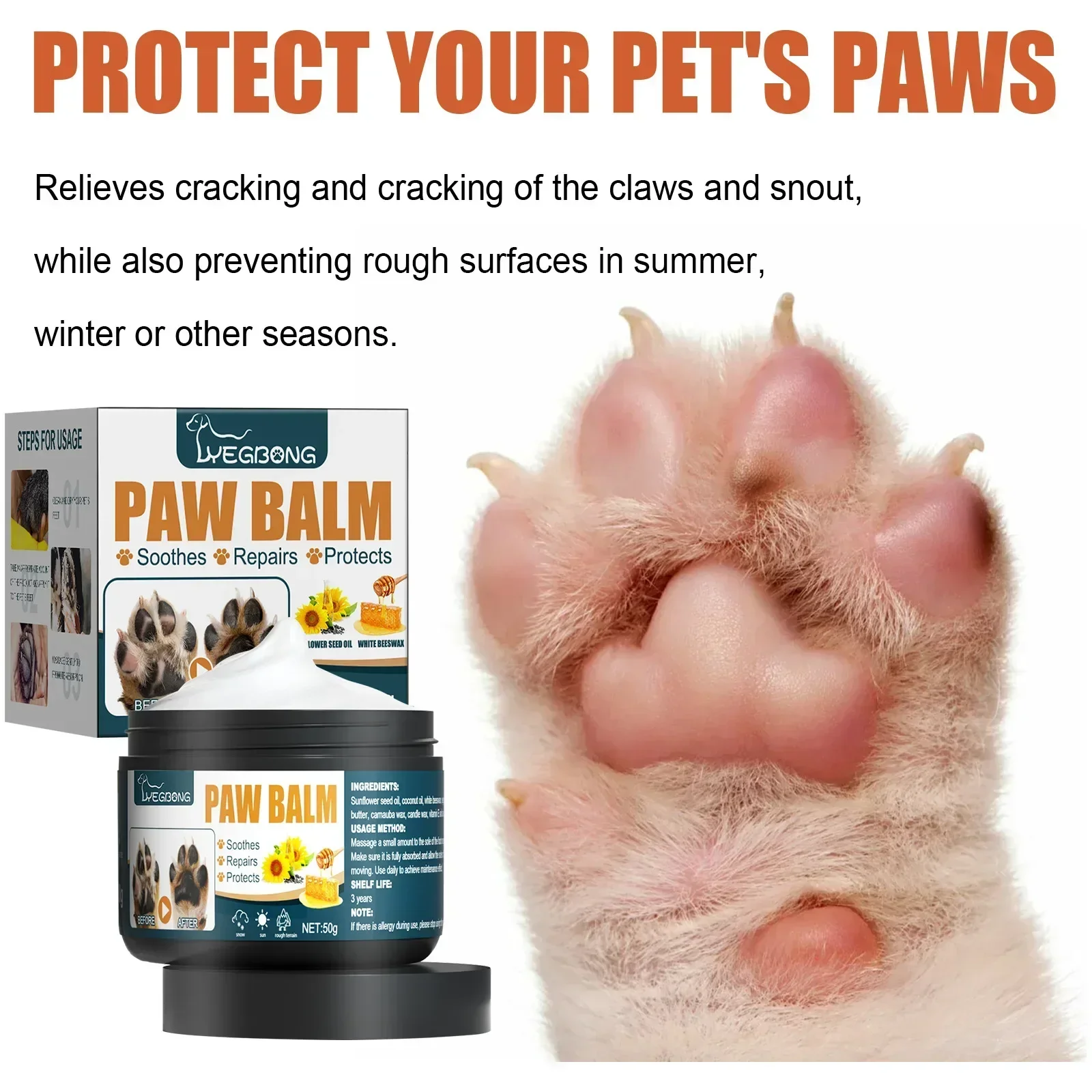 Pet Paw Balm Natural Pet Care Soother Cream Cat Dog Foot Moisturizer Repair Dry Cracking Skin Household Winter  Pad Care Balm