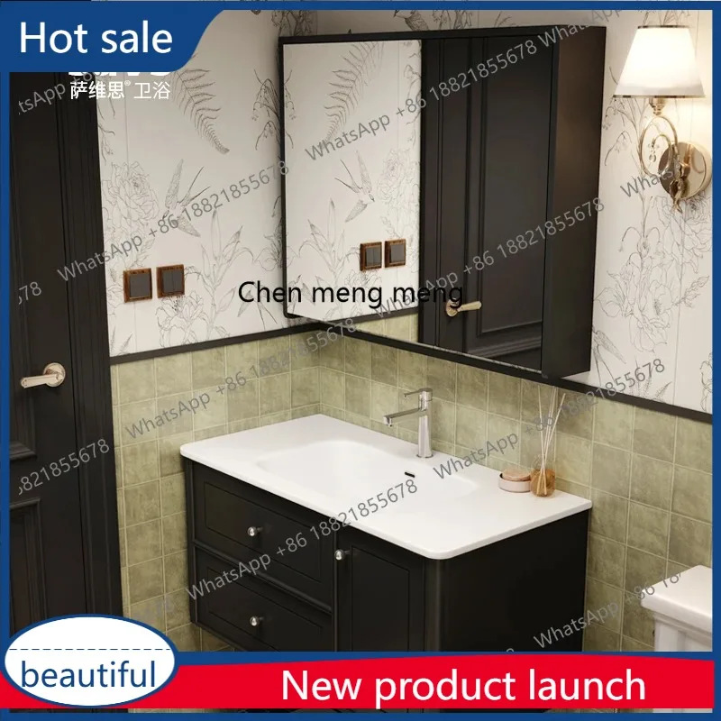 

A17 French retro style bathroom cabinet combination bathroom wash face table, ceramic integrated basin