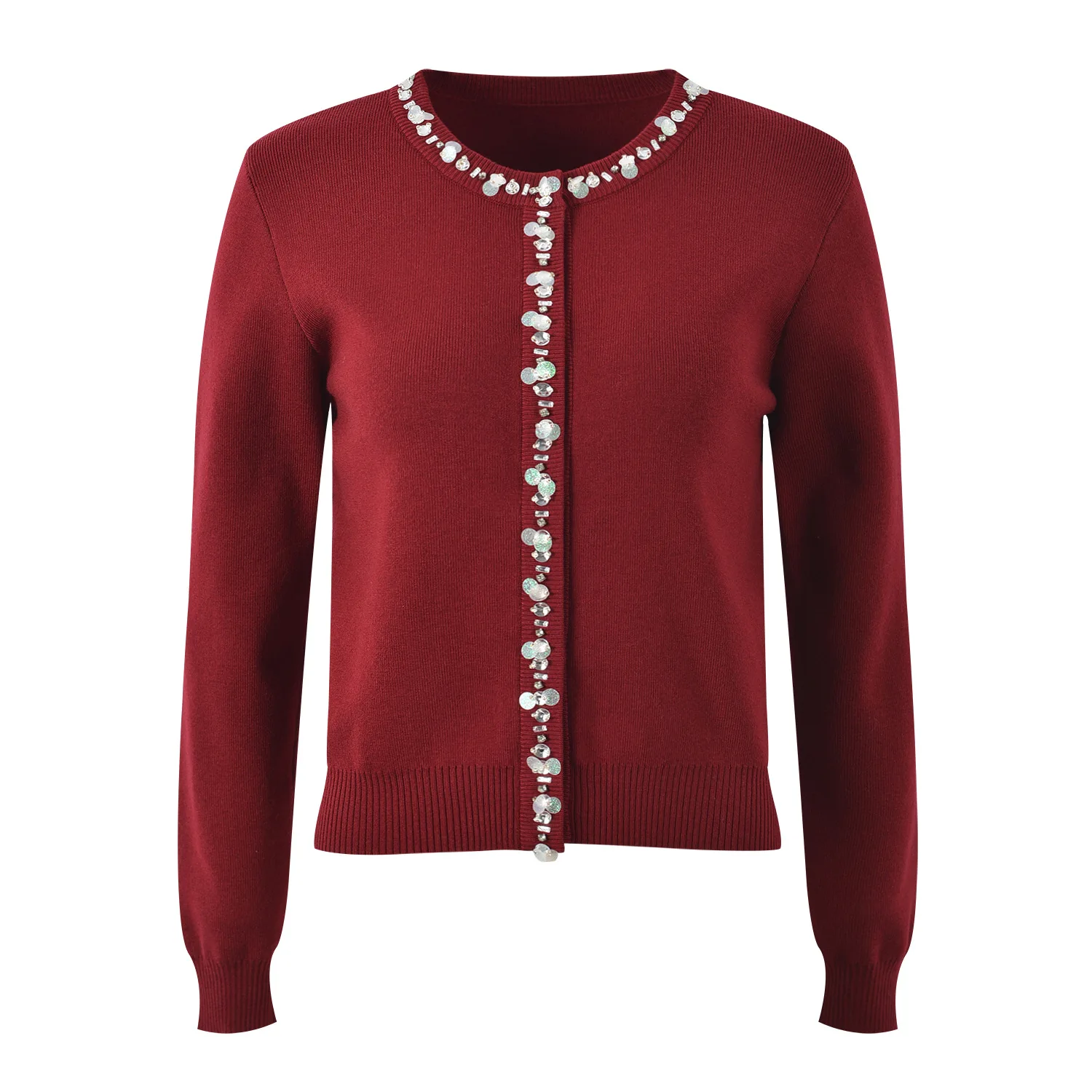 Outono 2024 novo pesado embelezado iny cardigan de malha feminino versátil commute facionable topo quali crtsmanip