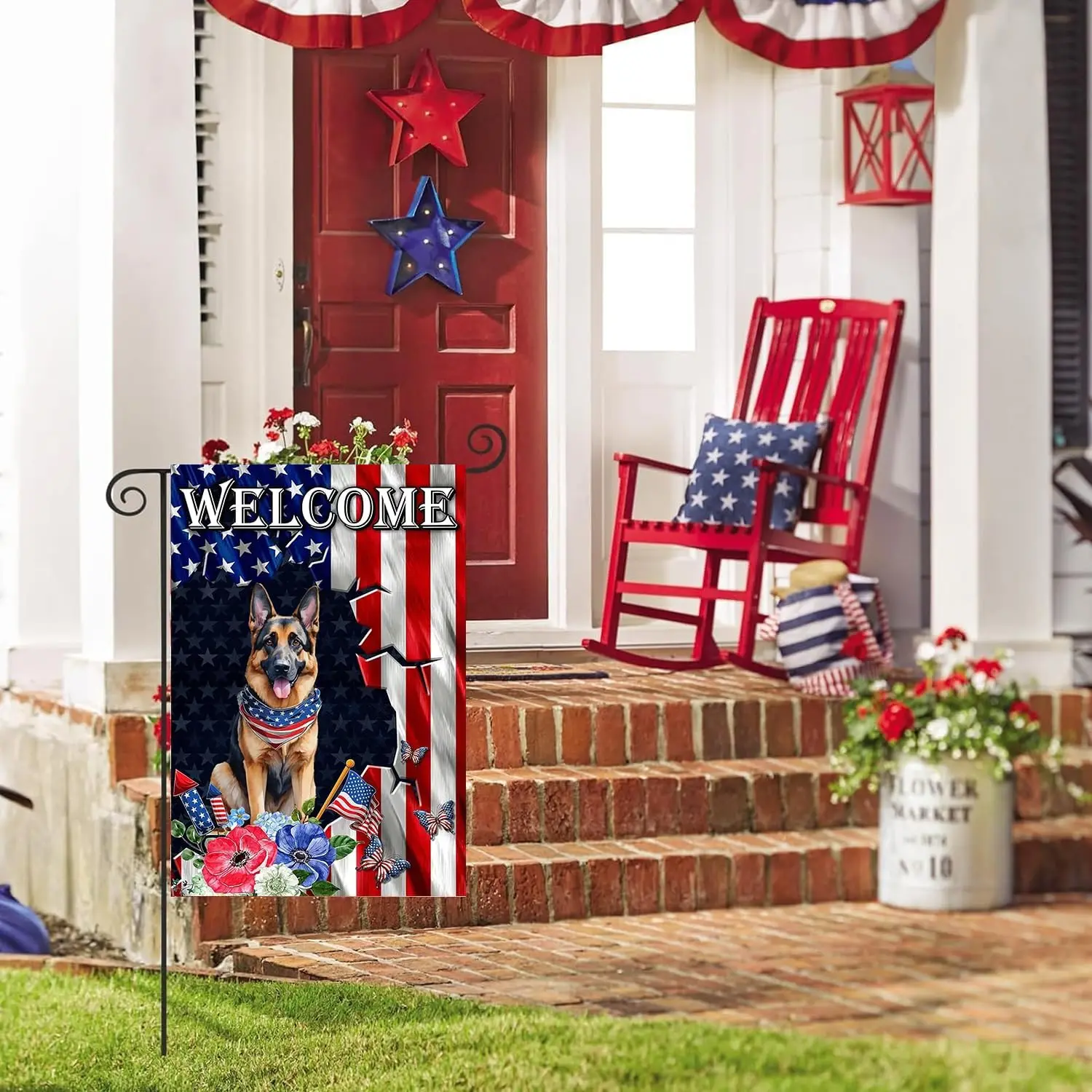 Patriotic 4th of July Garden Flag for Outside 12x18 Double Sided Burlap, Fourth of July Decorations for Independence Day Memoria