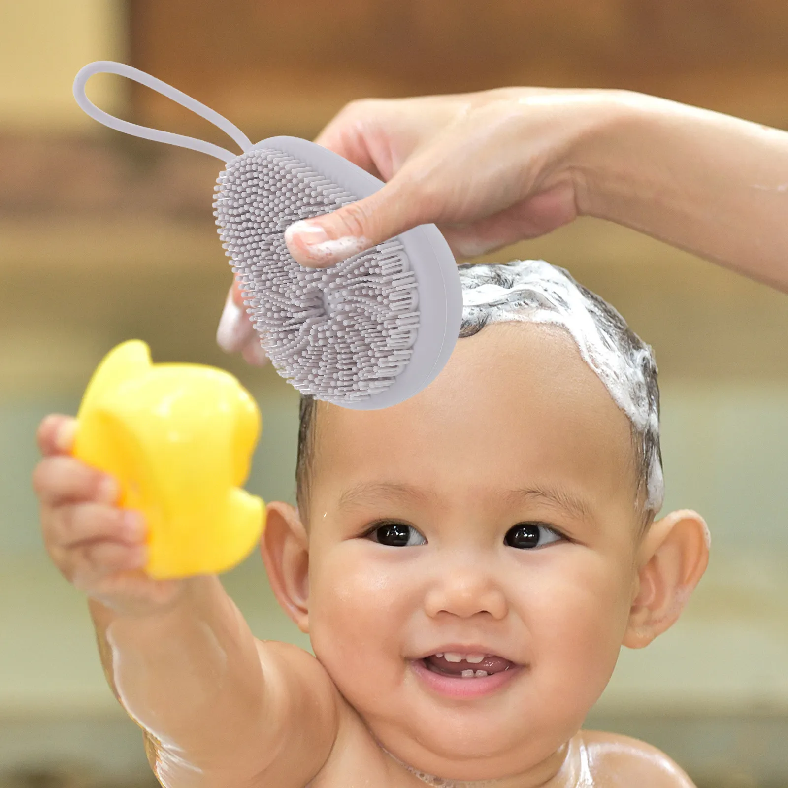 Soft Silicone Body Scrubber Light Grey Gentle Exfoliating Shower Scrubber for Sensitive Skin Deep Pore Cleansing Portable Bath
