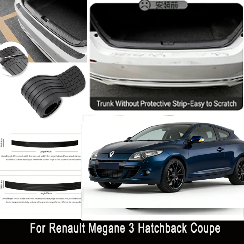 

For Renault Megane 3 Hatchback C Rear Trunk Guard Plate Sticker Car Rear Bumper Trim Anti-Kicked Scratch Protector Sticker Strip