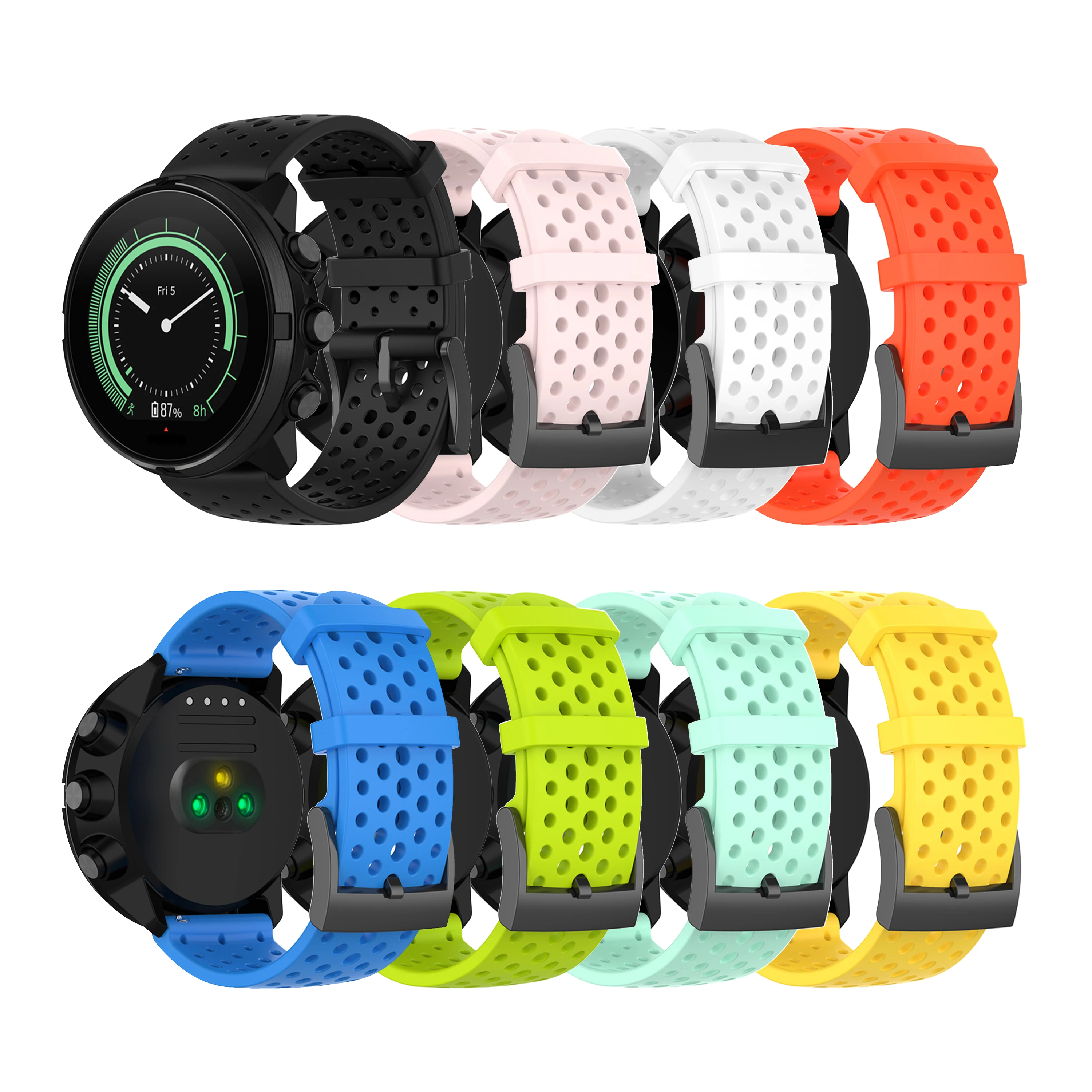 24mm Silicone Strap for SUUNTO D5 7 9 BARO SPARTAN SPORT WRIST HR Smart Watch Band Fossil Q Men\'s Machine Hybrid Bracelet