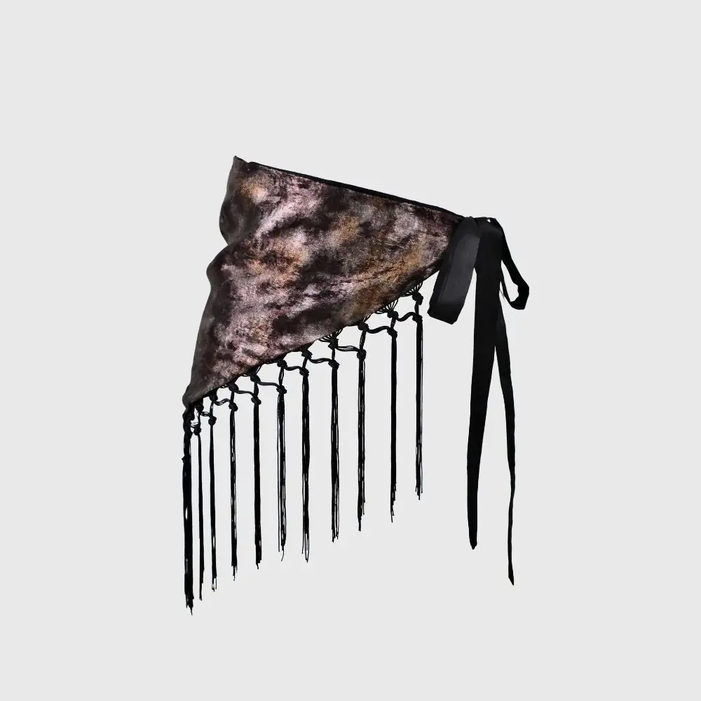 Fashion Leopard Print Triangle Hip Scarf Tie Dye Self-tie Waist Wrap Skirt Fringed Edge Tassel Fringe Wrap Y2K Fashion