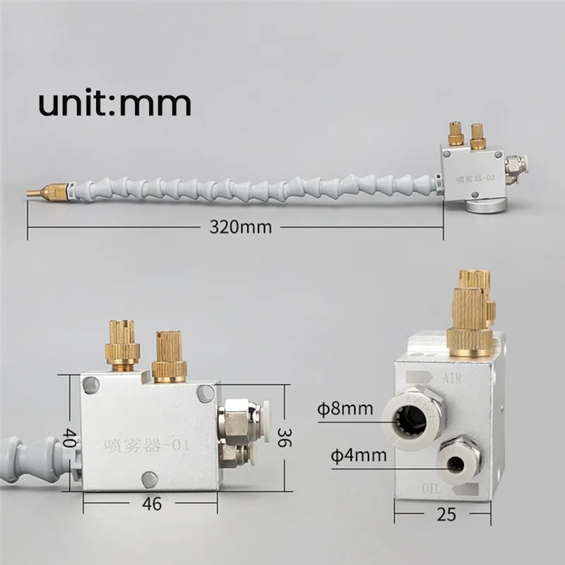 

A63K-Mist Coolant Lubrication Spray System Cnclathe Milling Drill Engraving Machinetool For 8Mm Pipe Cooling