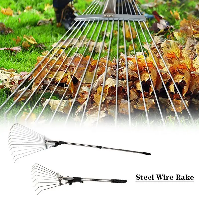 

Garden Leaf Rake Collapsible Lawn Rake For Turf Gardening Supplies For Quick Cleaning Up Of Backyard Garden And Turf Leaves