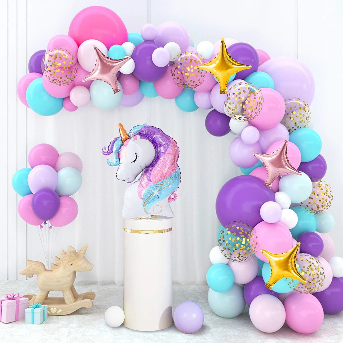 Unicorn Balloons Garland Arch Kit Happy Birthday Party Decoration Kids Girl Unicorn Birthday Wedding Party Supplies Baby Shower