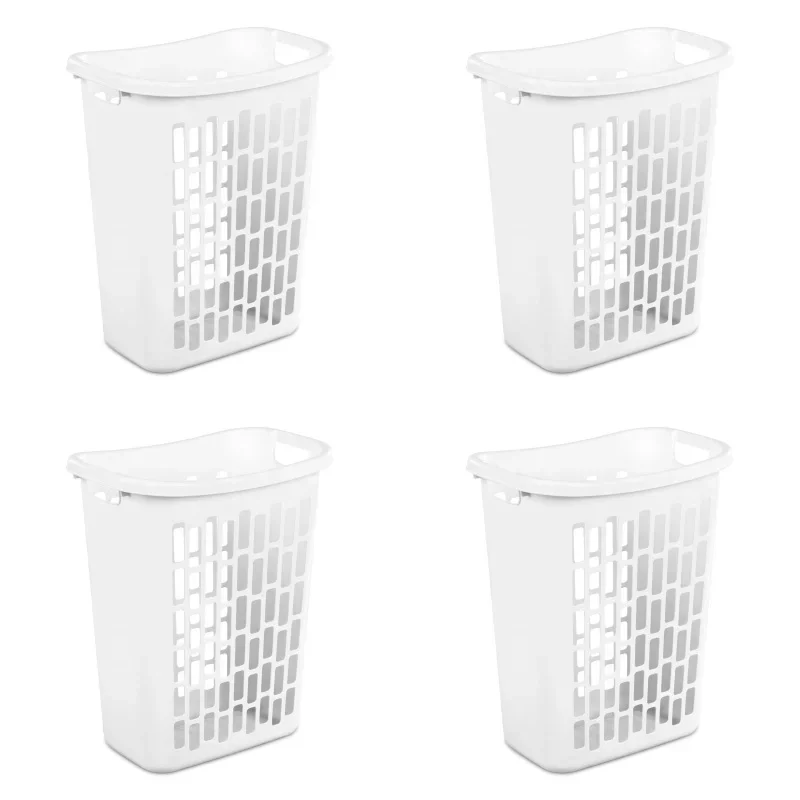 Mainstays Rectangular Open Hamper Plastic, White, Set of 4