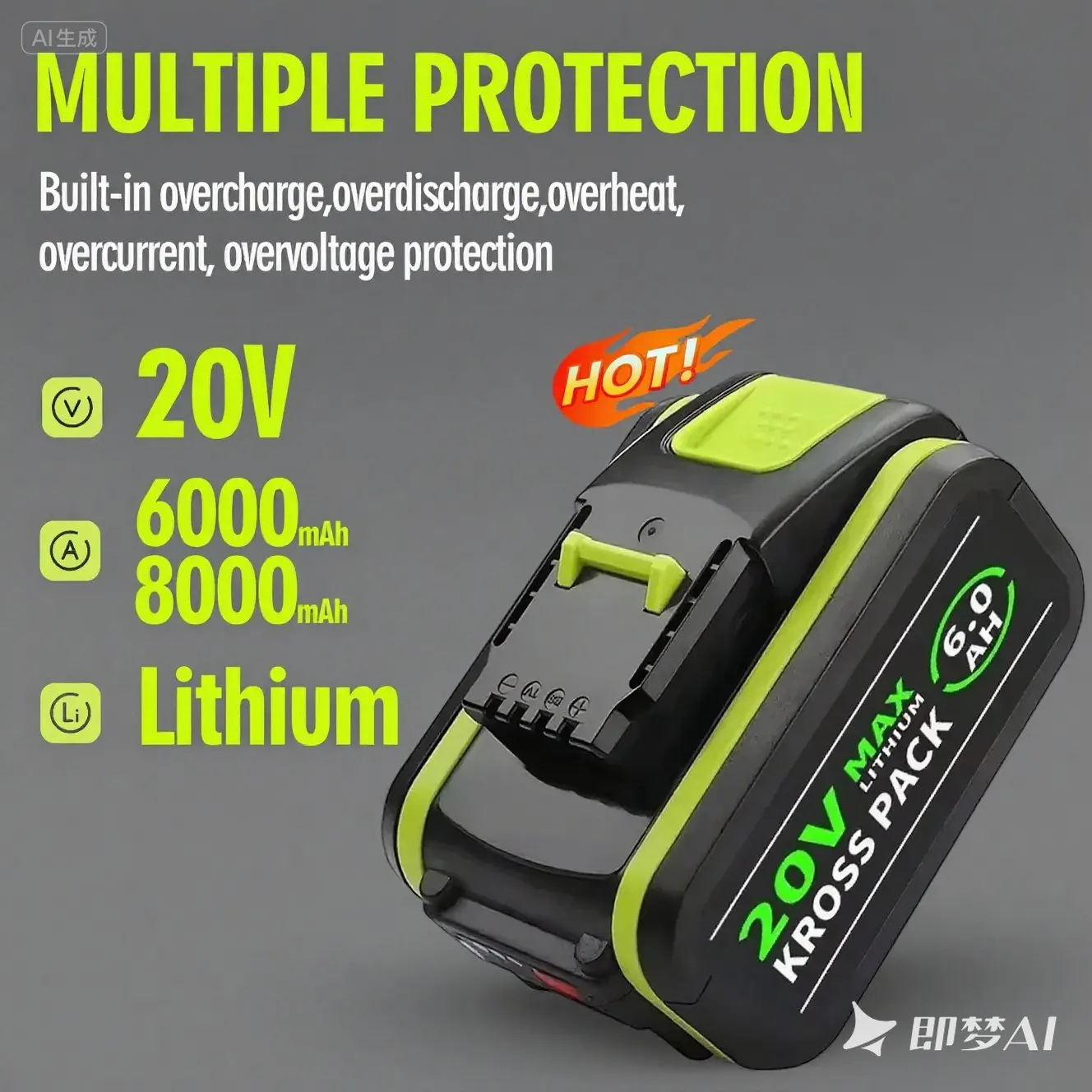 

Long-Lasting 20V 8000mAh Battery Pack for Worx Power Tools WA3553 WA3551 WX390 WX176 - Fast Charging & Overheat Protection