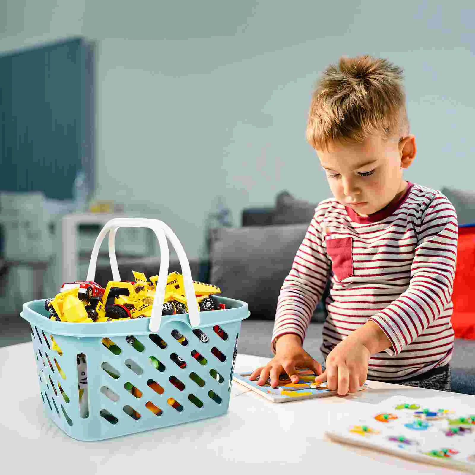 Shopping Basket Reusable Grocery with Handle Folding Toy Small Plastic Storage Baskets for Groceries