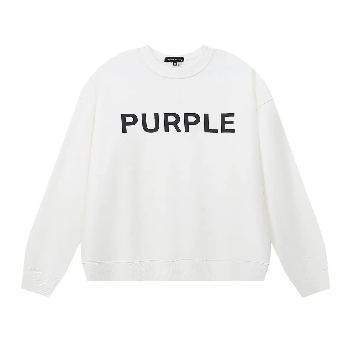 Meichao Purple Brand Classic Letter Printing High Quality Terry Loose Versatile Crew Neck Sweater Unisex