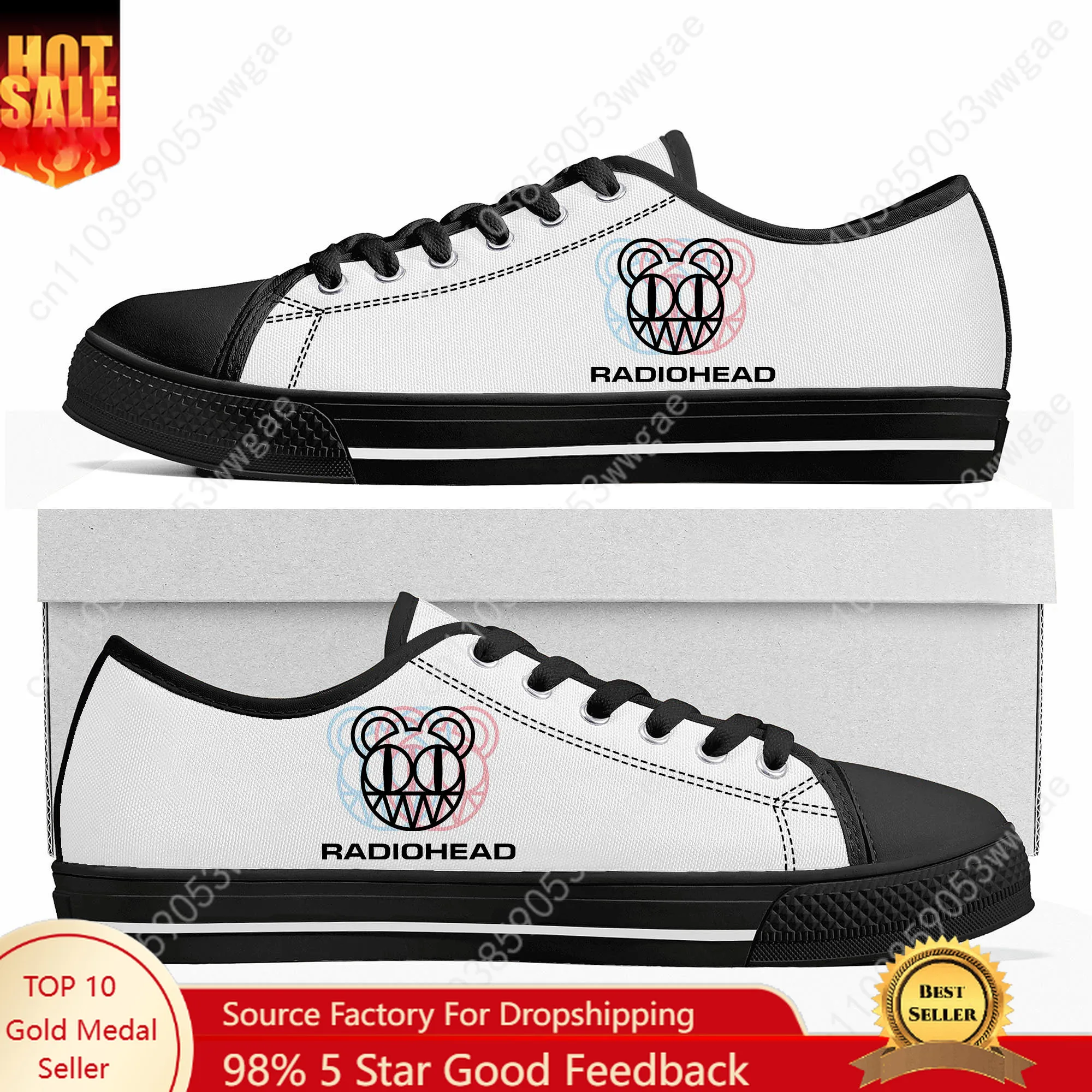 

Radiohead Rock Band Low Top Sneakers Mens Womens Canvas Sneaker High Quality Casual Couple Footwear Personalized Shoes Black