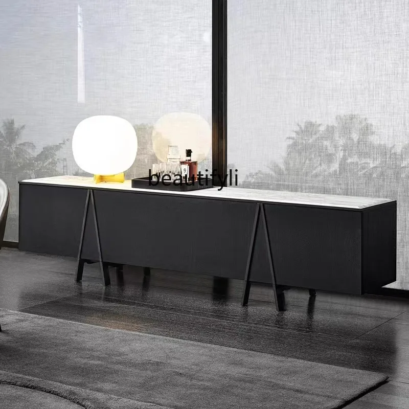 

Italian Solid Wood Floor-standing TV Cabinet Living Room Home Marble Storage Cabinet Modern Minimalist Audio-visual Cabinet