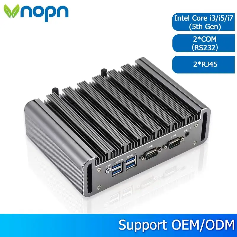 VNOPN 팬리스 산업용 미니 PC 인텔 코어 i3 i5 i7 2개의 기가비트 이더넷 LAN 포트, 2개의 COM 포트, 2개의 HDMI 및 VGA 포트, 6개의 USB 포트, WiFi, 4G LTE 지원, 윈도우/리눅스
