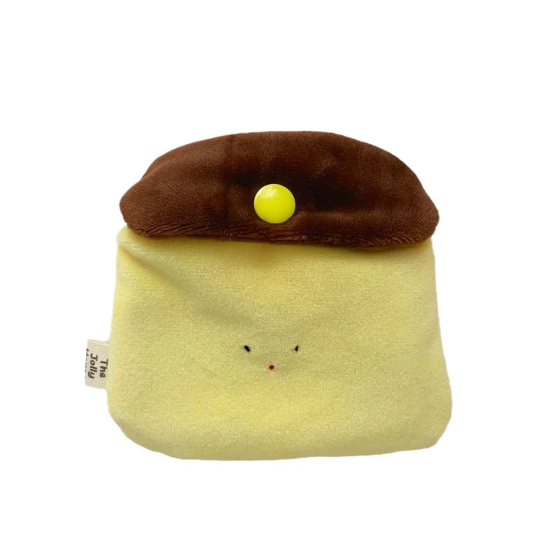 Cute Handmade Caramel Pudding Coin Purse Creative Mini Plush Portable Earphone Case ID Card Holder