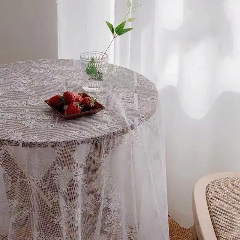 Blumenbestickter Spitzenvorhang mit Schlauchzug für Badezimmer, Schlafzimmer, kleine Fenster, Schrankabdeckung, staubdichte Vorhänge – Detail 9