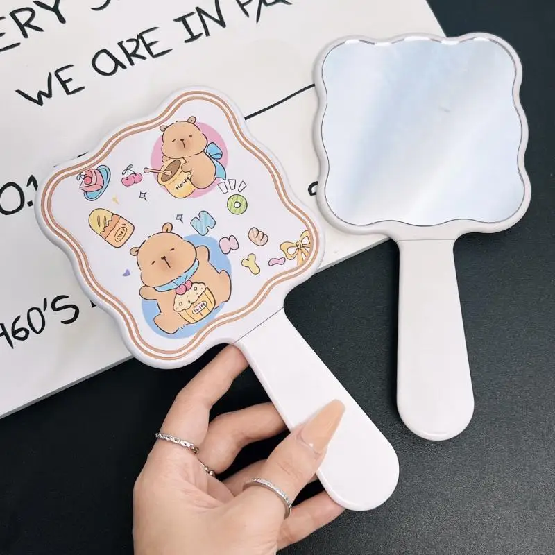 HUA Cartoon Capybara Comb With Miorr Handheld Makeup Mirror With Comb 2 In 1 Portable Mirror Comb Beauty Tool Plastic Anime Gift