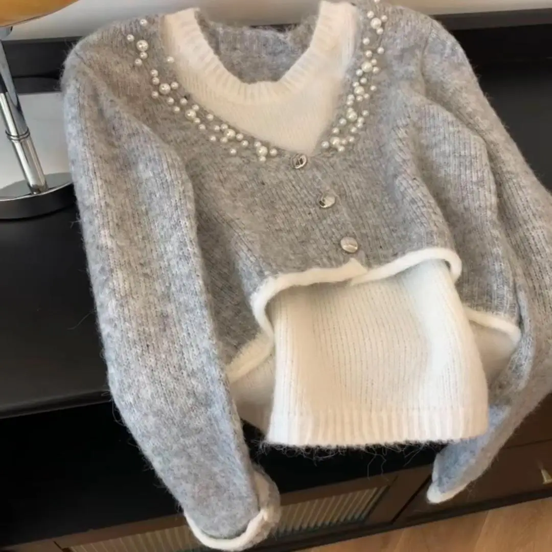 Ay camisola de malha feminina overhead sle camadas high-end design sensação preguiçoso sle commute vento outono temporada longa sve