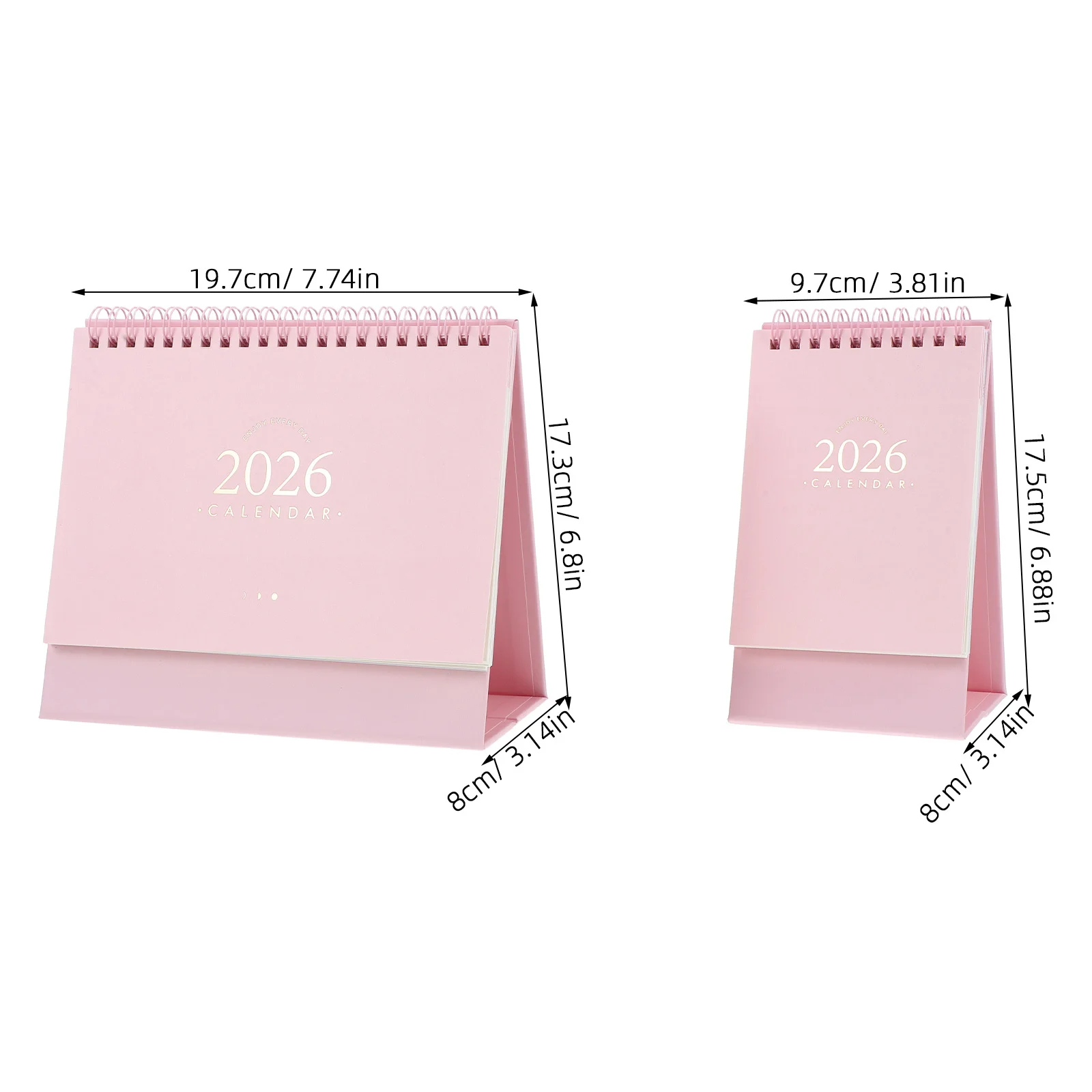 2 Buah Kalender Meja 2026 Berdiri Flip Desktop Perencana Harian Merah Muda untuk Ruang Belajar Kantor Rumah Kalender Desktop 2026