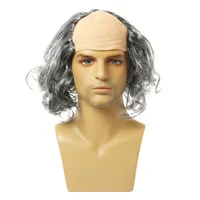 Cosplay grandpa wig props bald old man gray short hair synthetic head covering 5