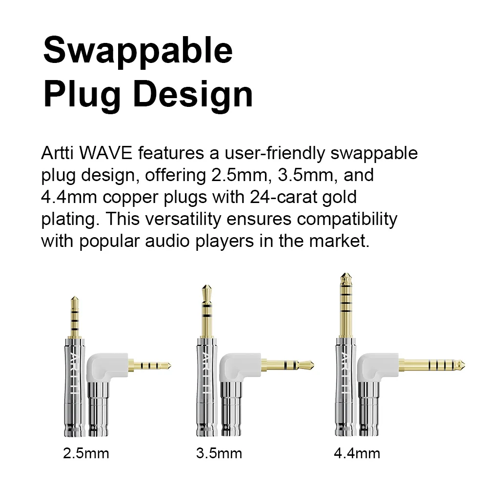 Imagem -02 - Artti Wave A11 Earphone Upgrade 3in Cabo Mmcx Cabo Mmcx 25 Mais 35 Mais 44 mm Plugue Angular Destacável Qdc Mmcx 078 Conector de Pinos