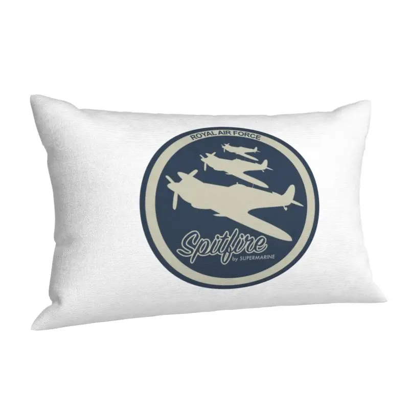 Custom RAF Supermarine Spitfires Nordic Throw Pillow Covers Fighter Plane WW2 War Pilot Aircraft Airplane Pillowcases Rectangle