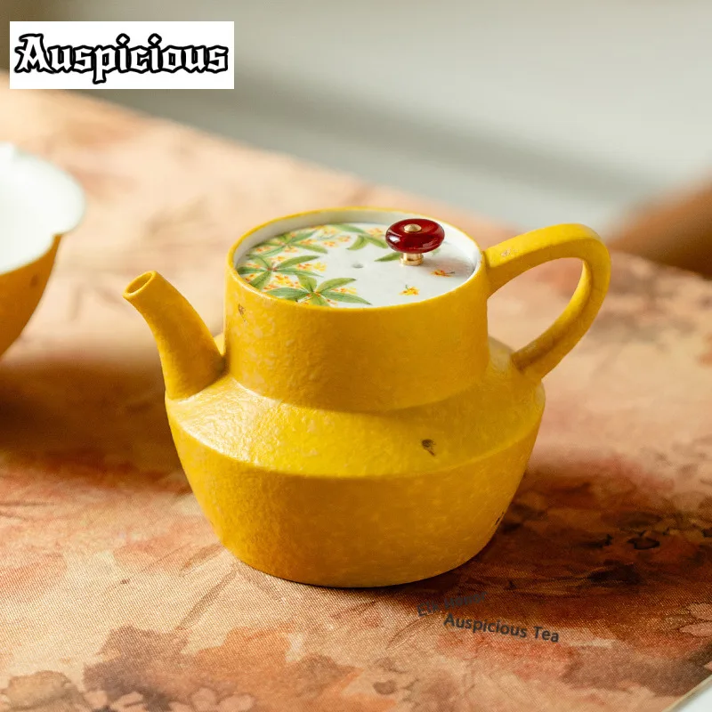 

130 мл ручная роспись чайник с османтусом, древний чайник, горшок для заварки чая, чайник с фильтром, принадлежности для белого чая, чайной церемонии, ремесло