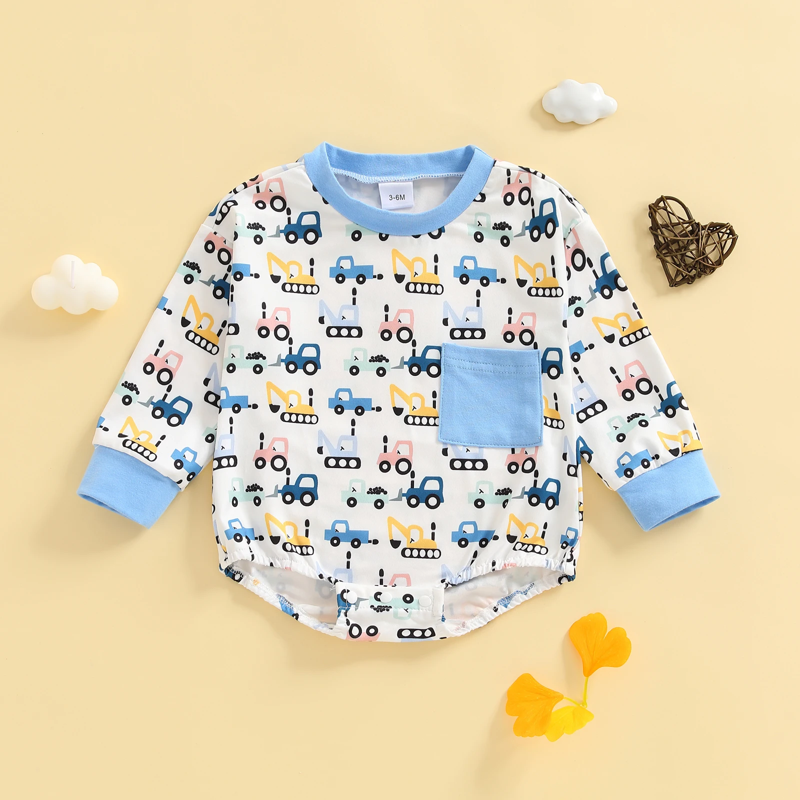 ملابس أطفال أولادي لطيفة بأكمام طويلة ورقبة دائرية وطباعة حفارة ملابس خريفية للاستخدام اليومي غير الرسمي