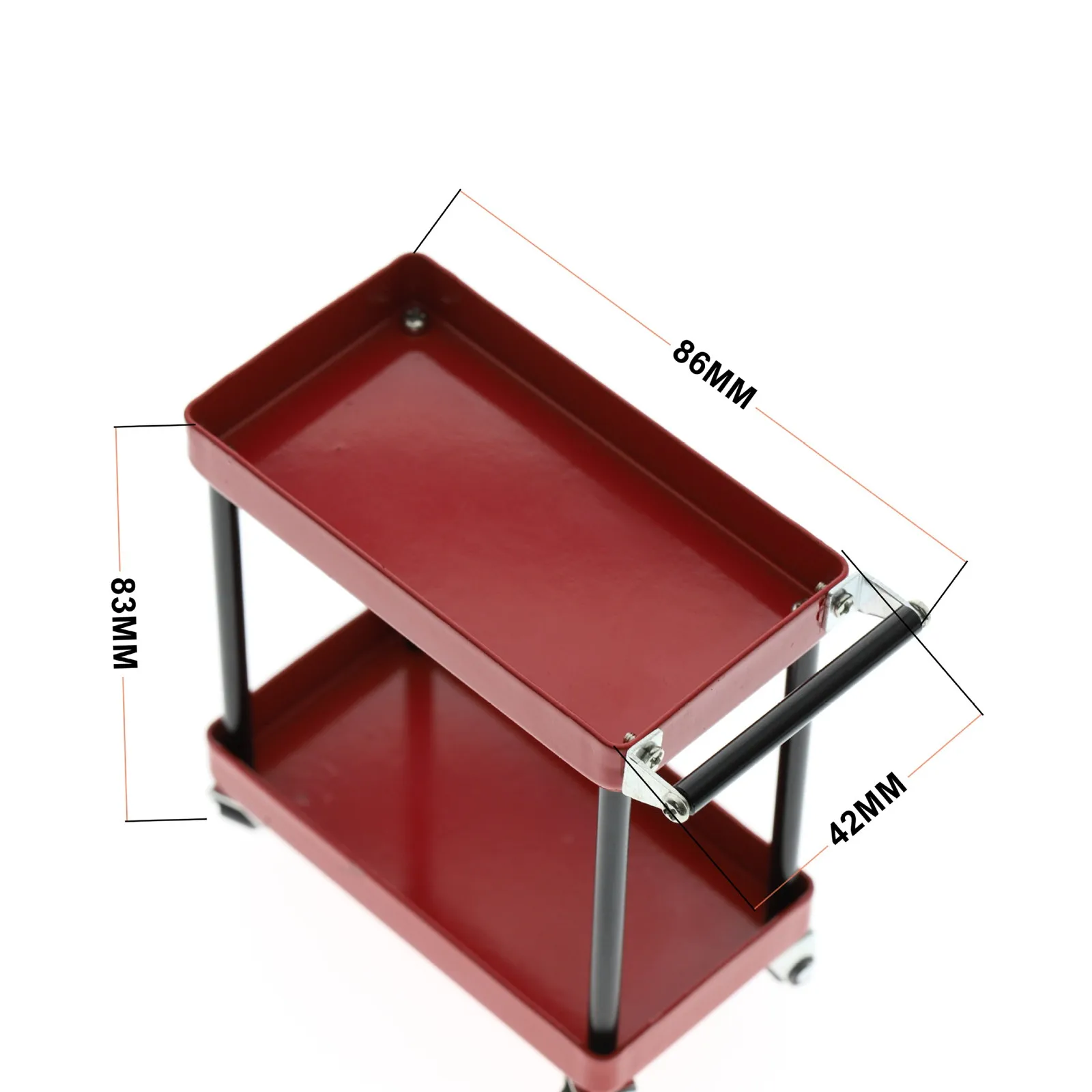 2-Tier Tools Storage Trolley Mobile Workshop Garage Repair RC Accessory for 1/8 1/10 1/12 1/16 Scale RC Model Car Spare Parts